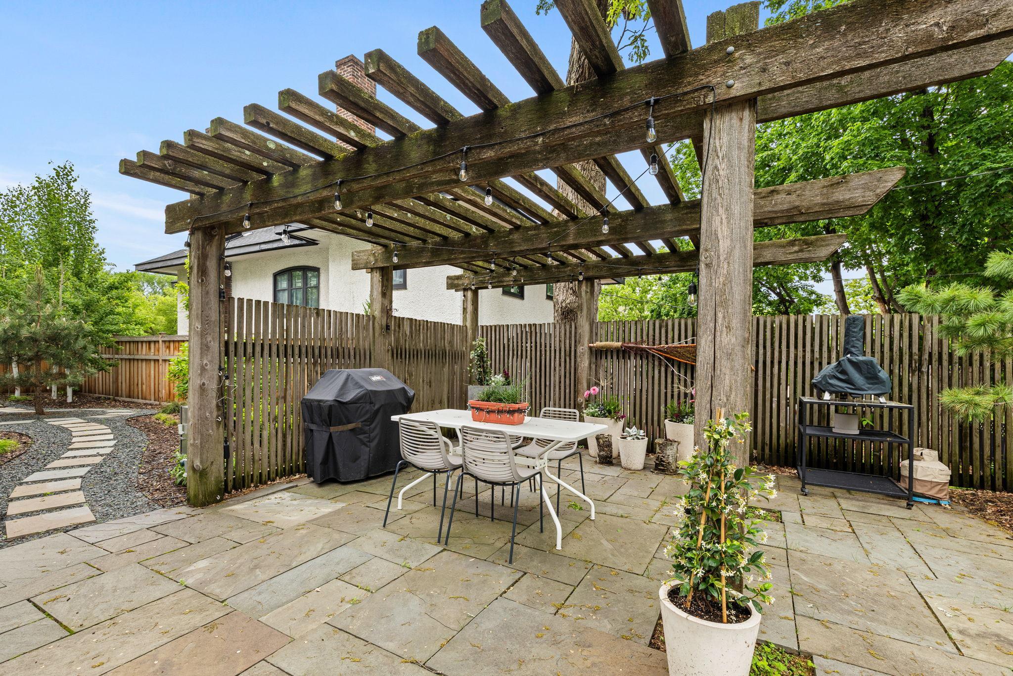 Bluestone patio with pergola