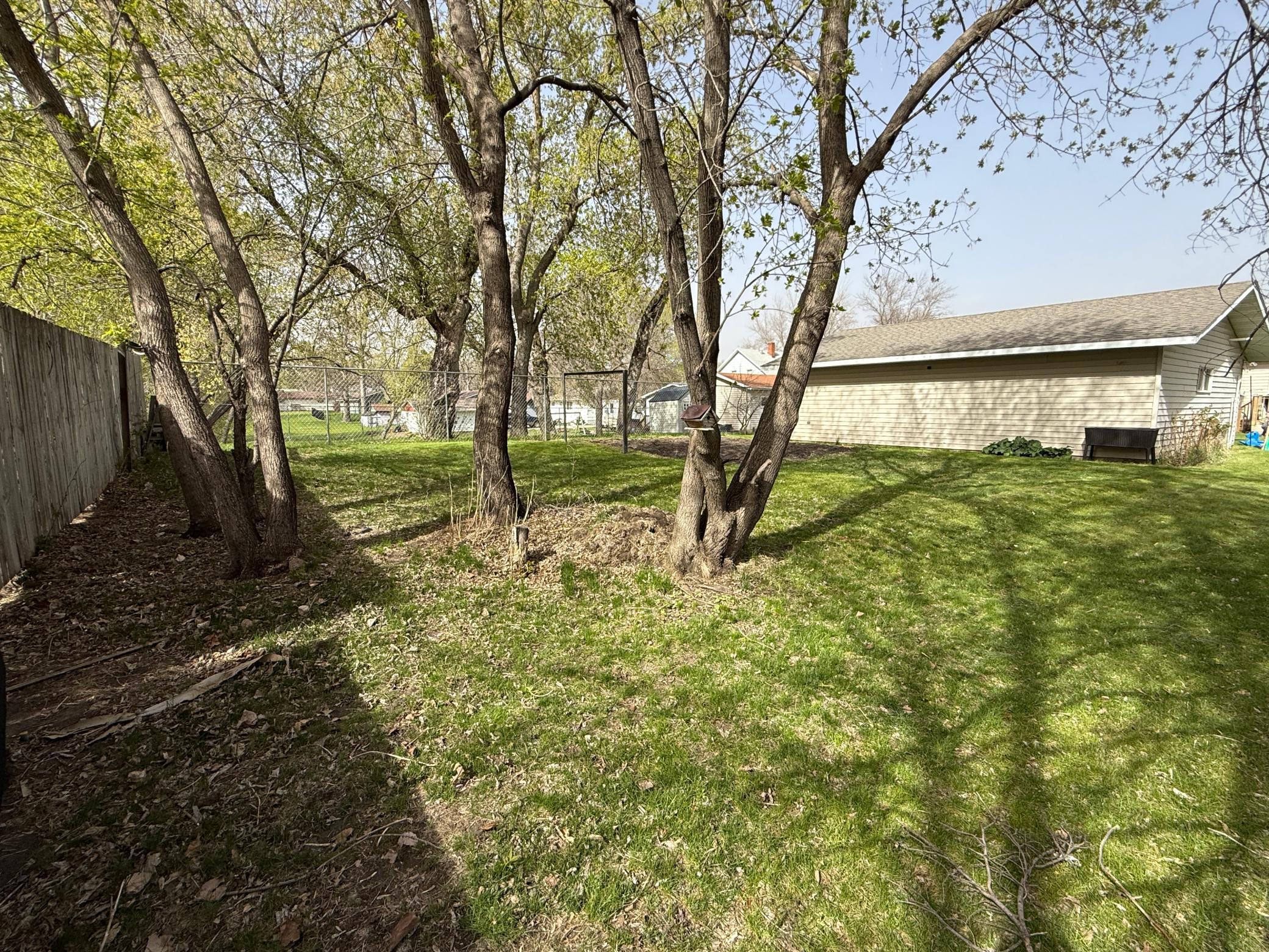 Back yard behind garage