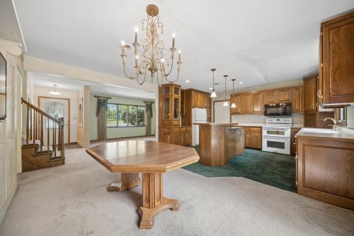 Dinning room, family and custom kitchen on main level