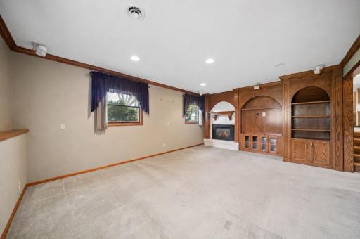 Lower level family room with Gas fireplace