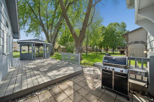 Walkout from kitchen to patio and deck with gas line for Grill