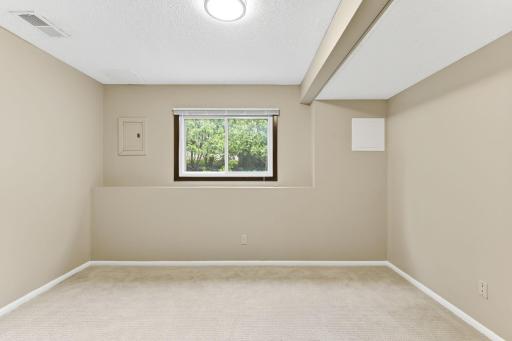 One of two lower level Bedrooms- nice sized rooms. One BR has an Open-Closet. (No doors- but the kids liked it open)