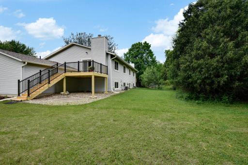 VERY LARGE refurbished deck (2026)- beautiful quality- steps down to fantastic back/side yard.