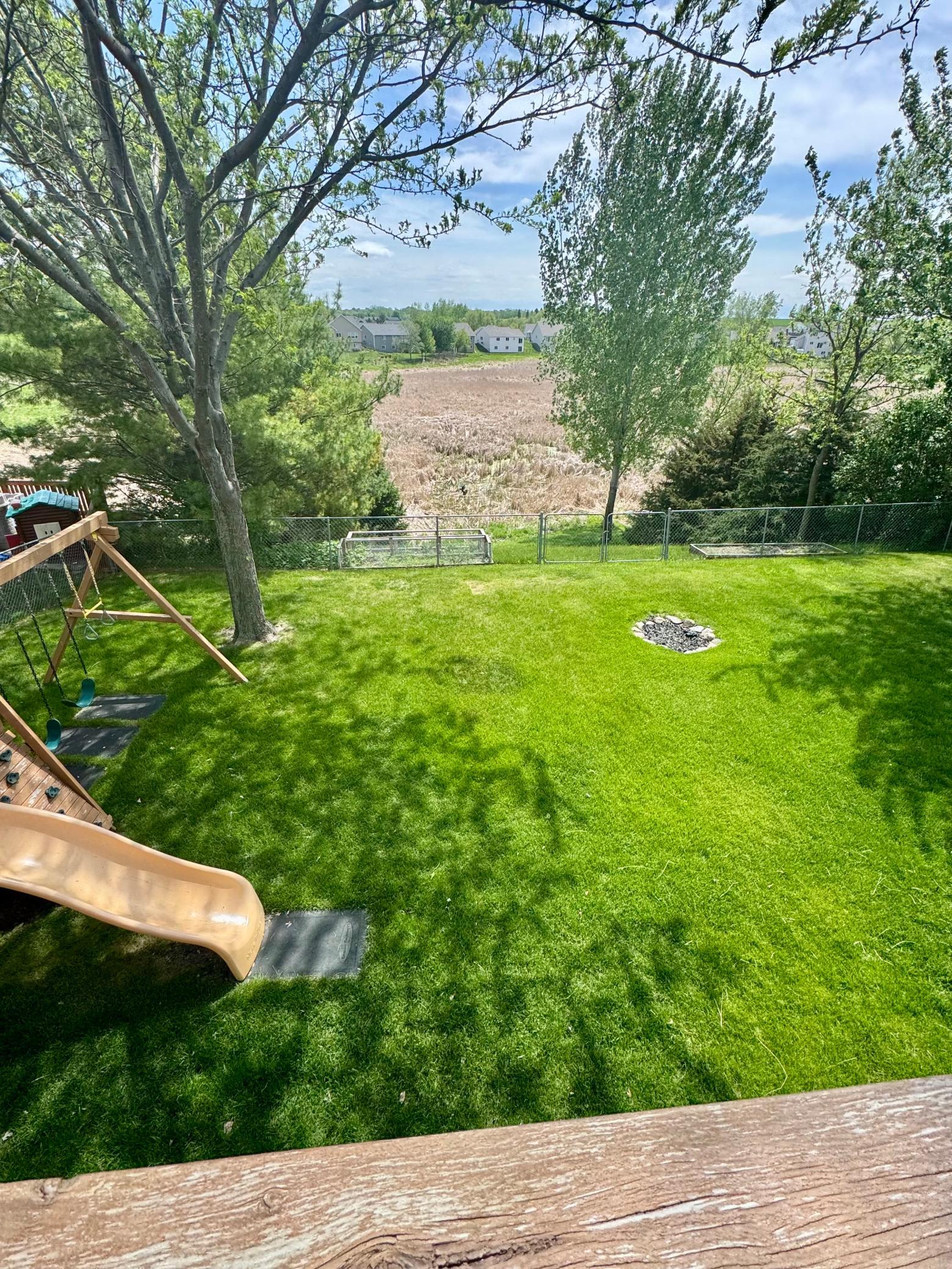 Fully fenced in backyard