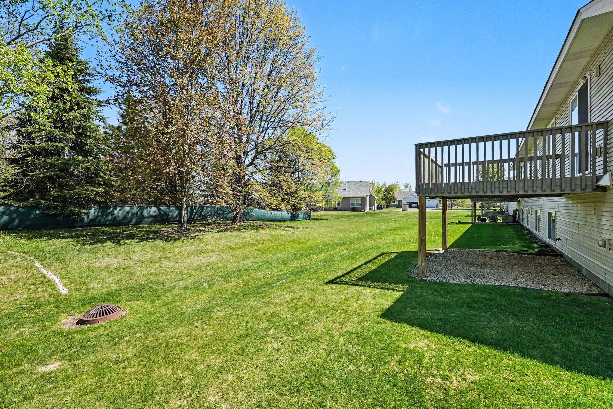 Quite yard with treed property line
