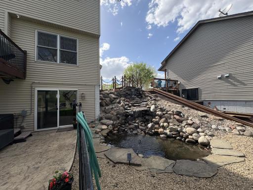 Another great feature of the back yard is the waterfall that creates a nice calming effect when relaxing out back.