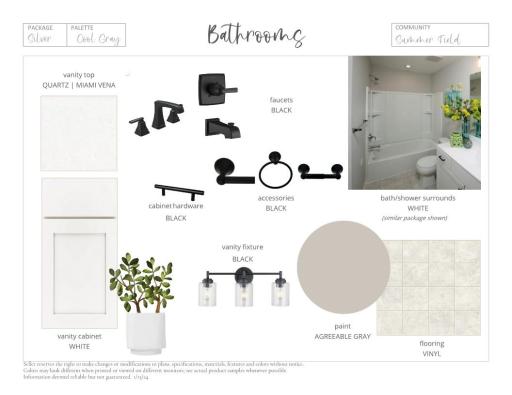 Interior Color Package. Photos and renderings may not depict actual plan, materials, & finishes may vary. All measurements are approximate.