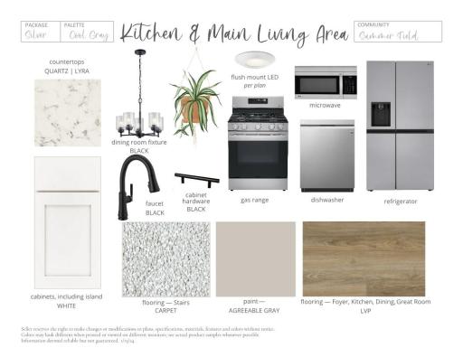 Interior Color Package. Photos and renderings may not depict actual plan, materials, & finishes may vary. All measurements are approximate.