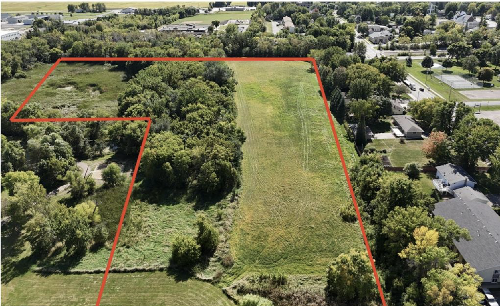 Approximate lot line facing south