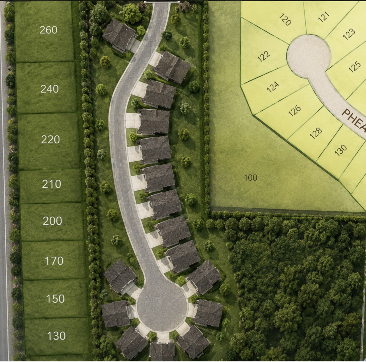Rendering of plat drawing for 14 Twinhomes which had previous approval, no longer platted