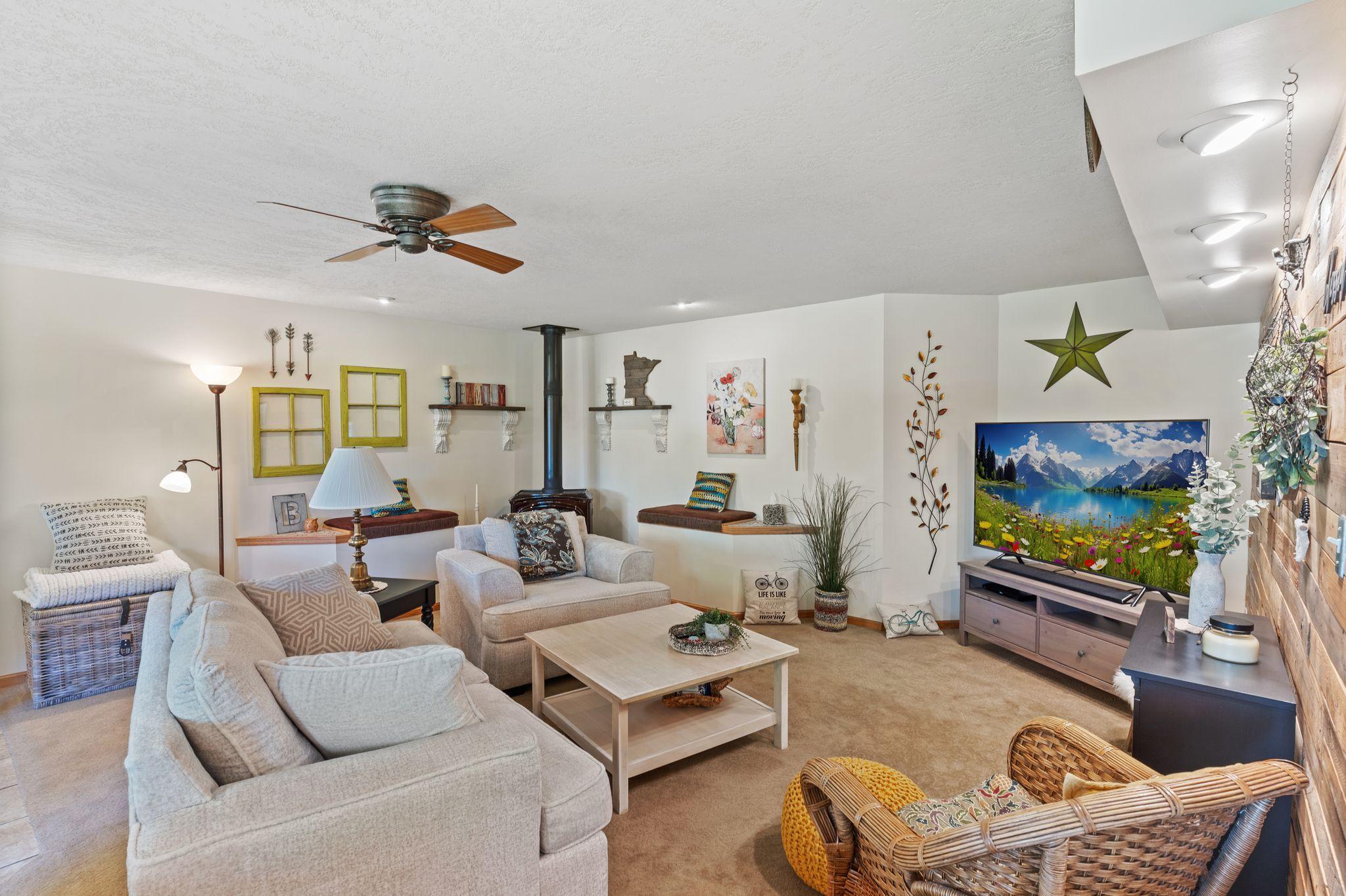 Family room with fireplace