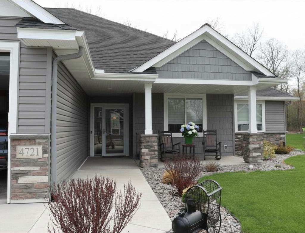 Charming covered porch entry with great curb appeal.
