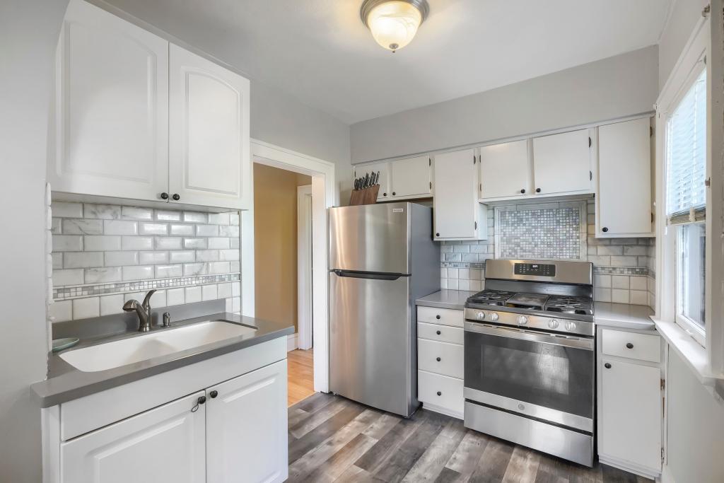 Updated kitchen with stainless steel appliances