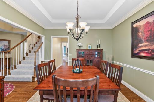Dining room offers openness to the foyer, butlers pantry and kitchen