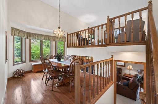 Hardwood floors in dining room and kitchen