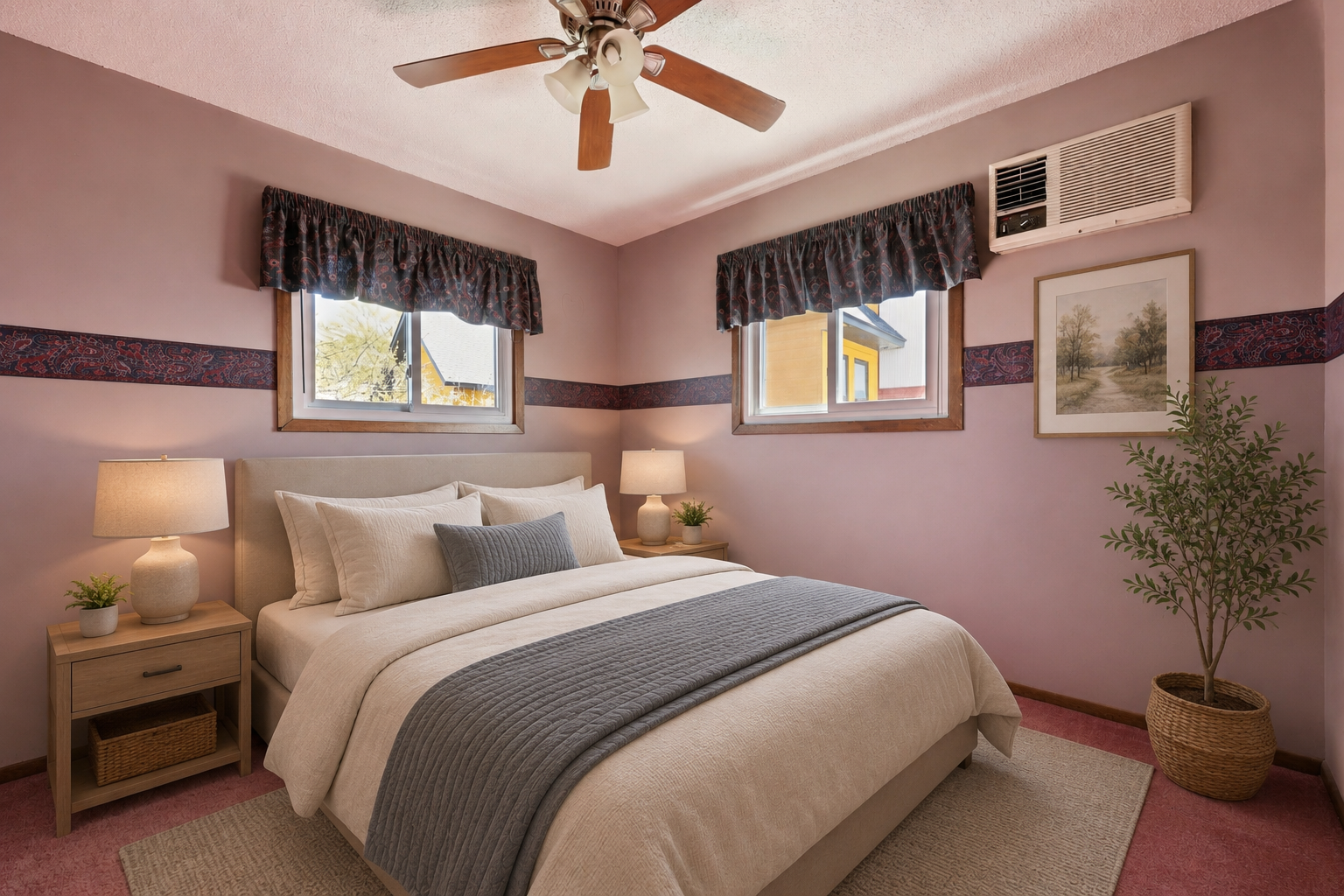 Digitally Staged Bedroom 3 - Upstairs