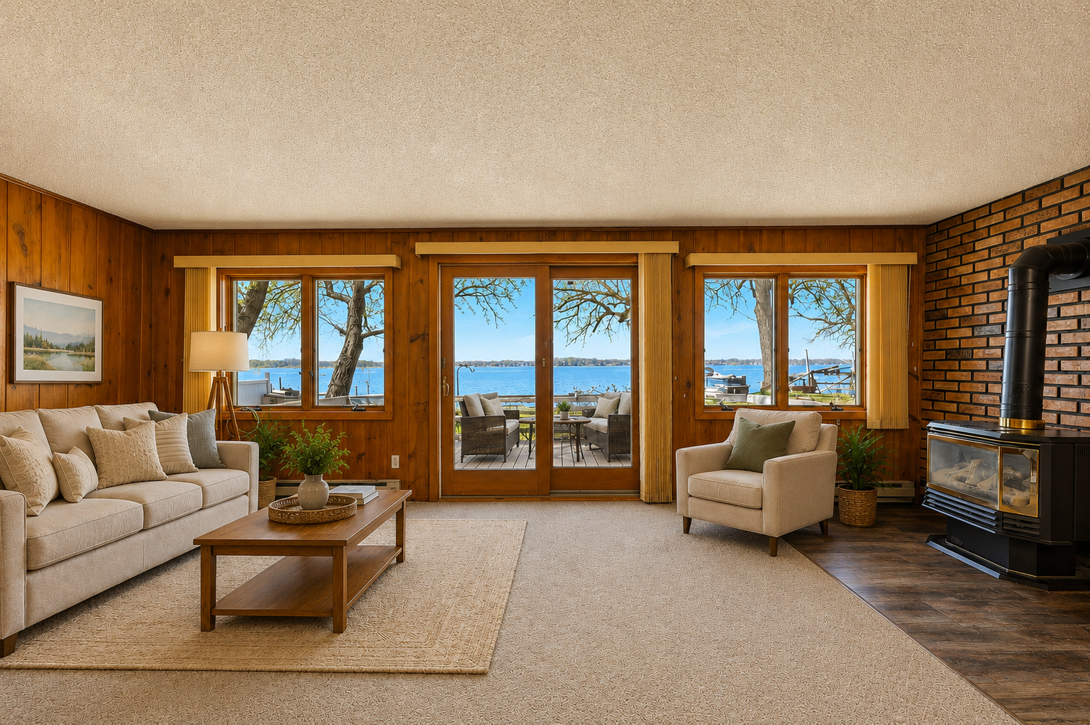 Digitally Staged Living Room/leaves added to trees