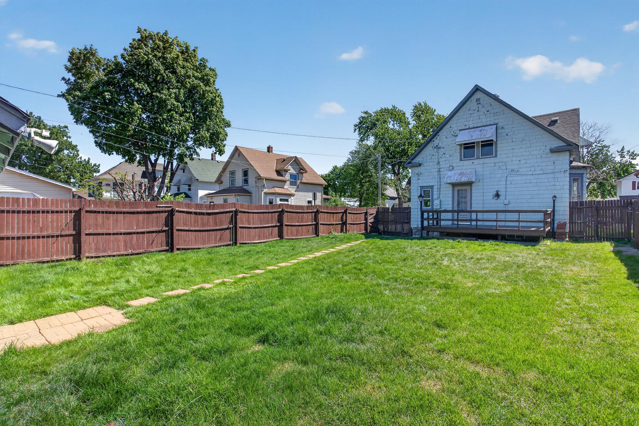 Large fenced in backyard