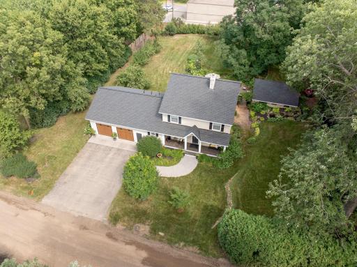 An aerial view of this stunning home. Please note that the road shown in this photo was undergoing repaving at the time the image was taken; the road has since been freshly repaved.