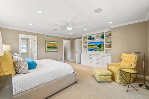 View towards primary bath and spacious walk-in closet.