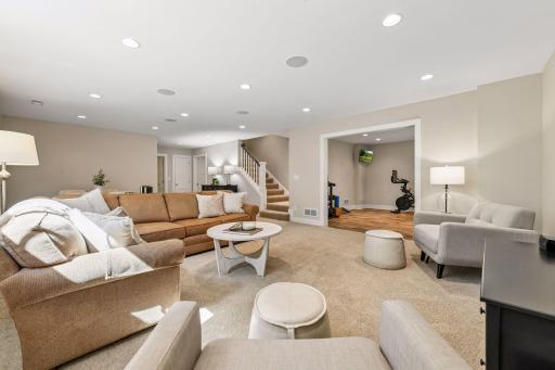 Welcome to your inviting lower level and ready to entertain, workout, watch TV or simply relax.