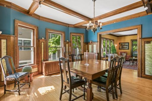 Large bay windows in dining room provide abundant natural light.