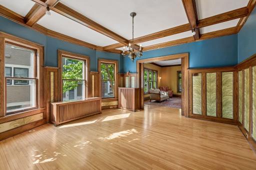 Great connectivity between dining room and living room.