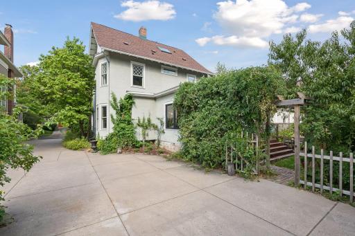 Large,wide shared driveway. Private fenced in yard.