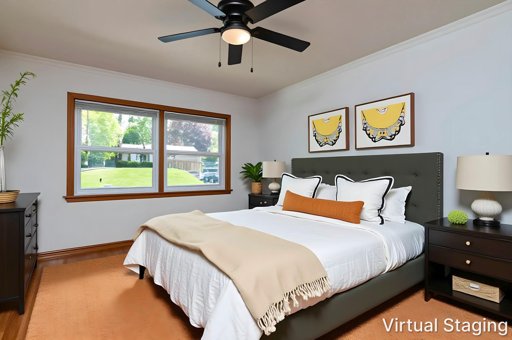 The large primary bedroom has it's own three quarter bathroom!