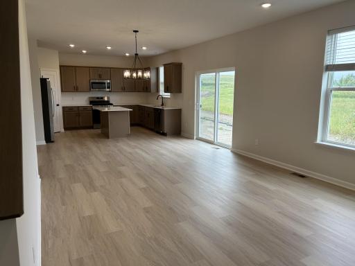 Family room flows effortlessly into dining area.