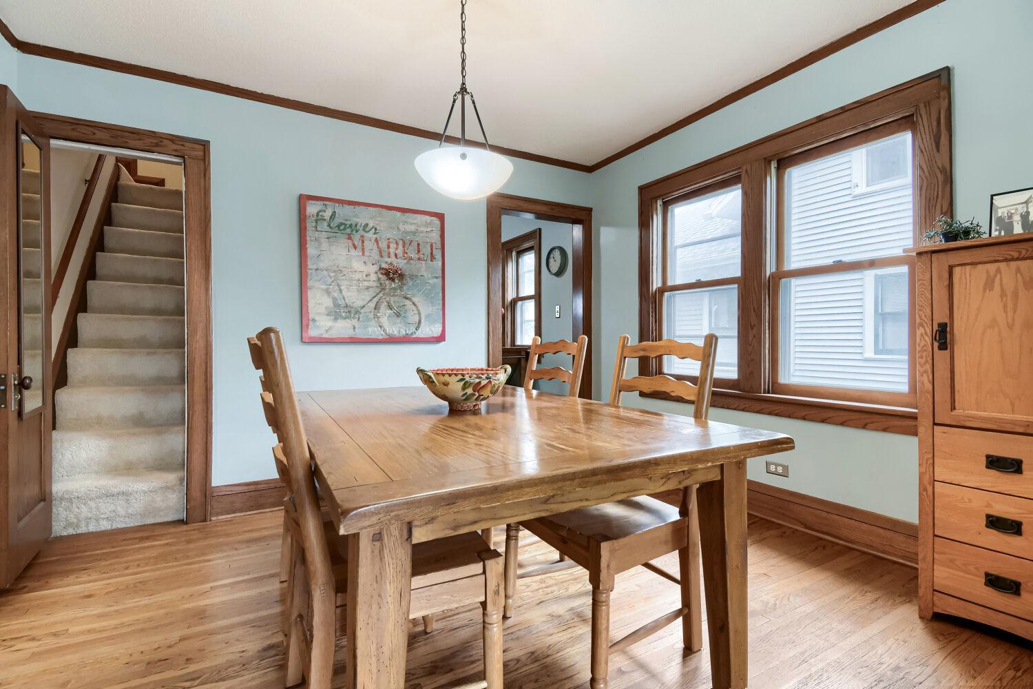 Dining room with south facing windows