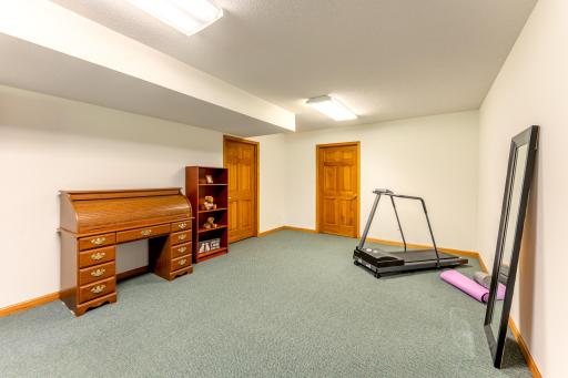 Other end of third bedroom. Door on the back wall leads to large walk in closet that current owners are using for storage.
