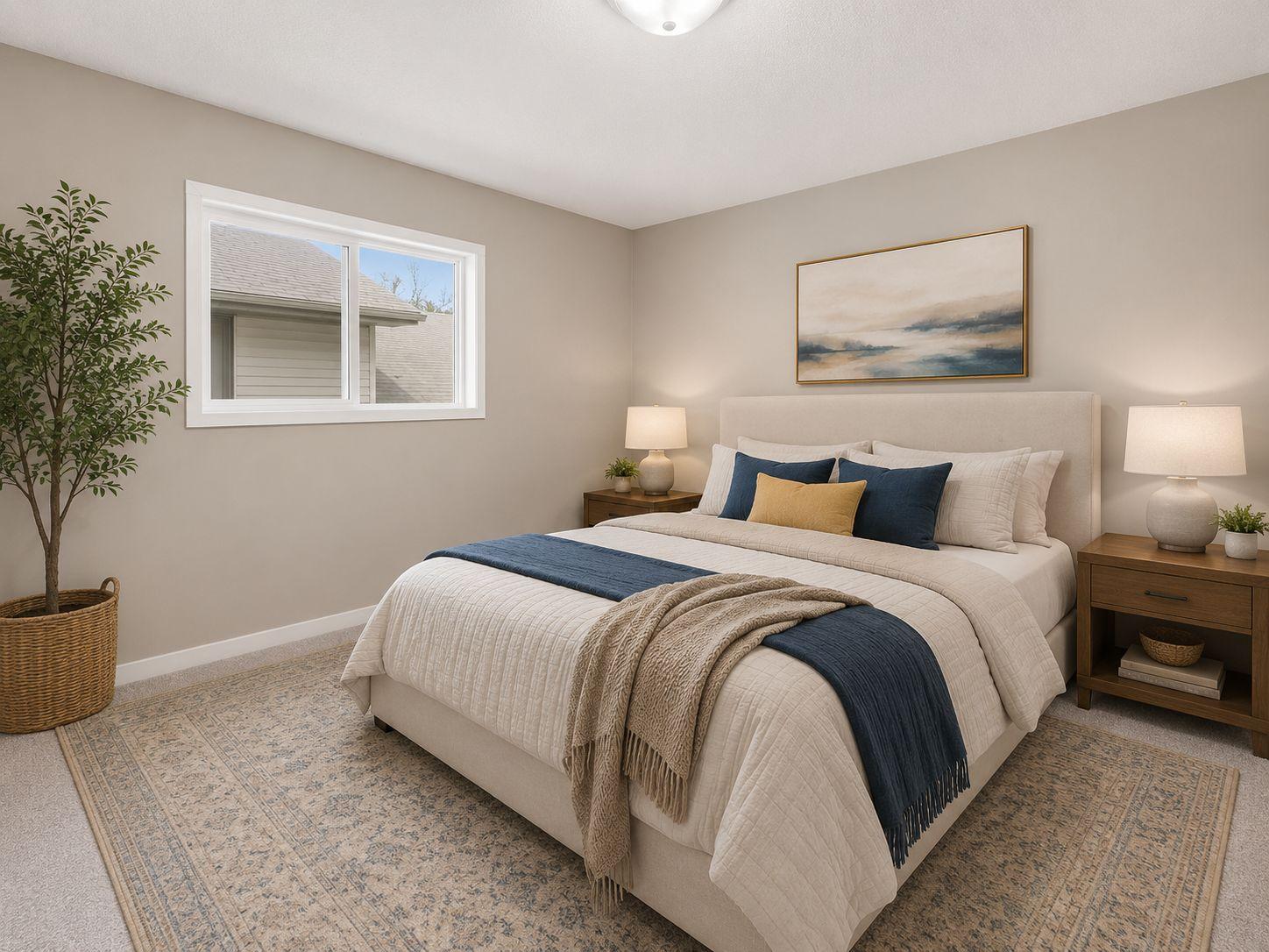 Primary Bedroom - Select photos have been digitally enhanced and virtually staged. Items shown are for illustrative purposes only and are not included with the property.