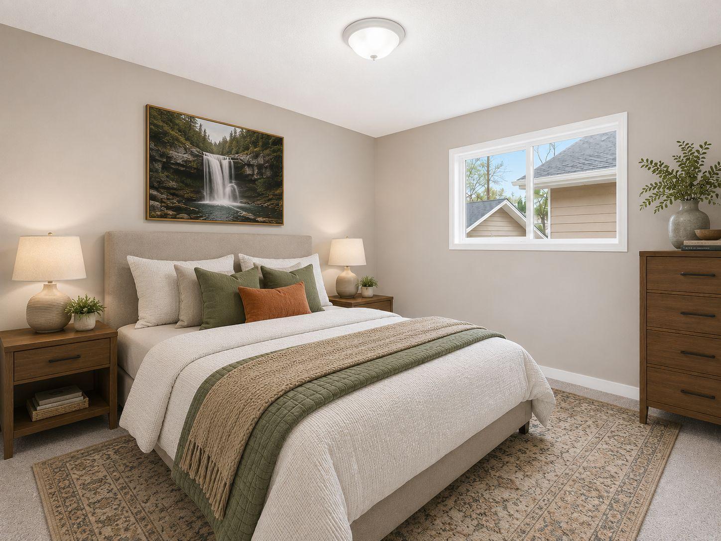 Second Bedroom - Select photos have been digitally enhanced and virtually staged. Items shown are for illustrative purposes only and are not included with the property.