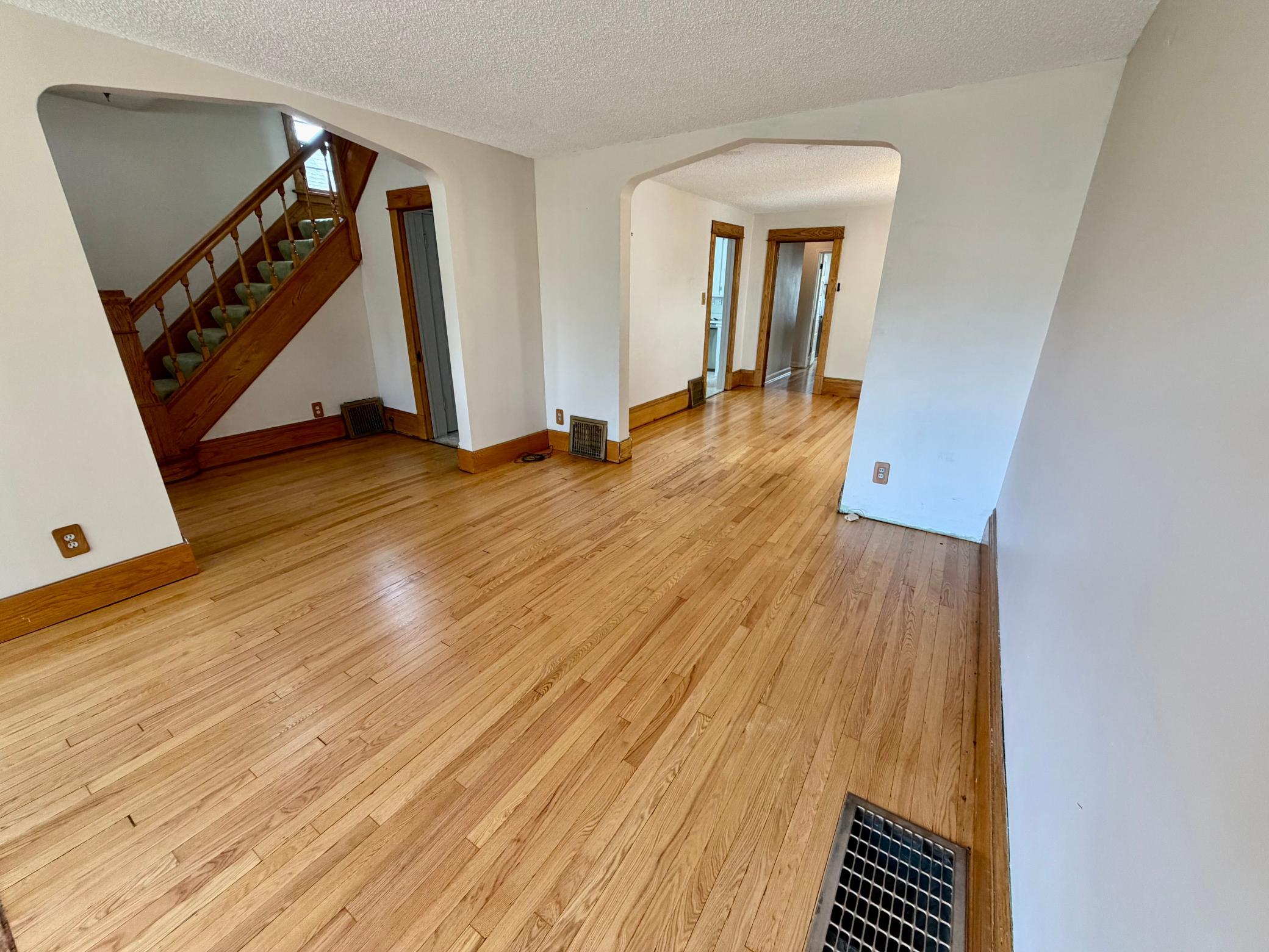 Stunning, just refinished hardwood floors throughout almost the entire main level.