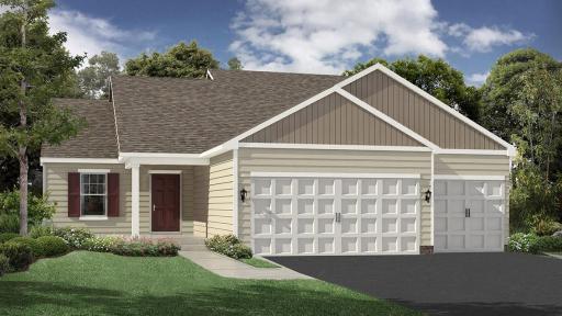 Artists Rendering of the Bryant II C-Heartland Cottage exterior. Colors and options may vary. Ask Sales Agent for details.
