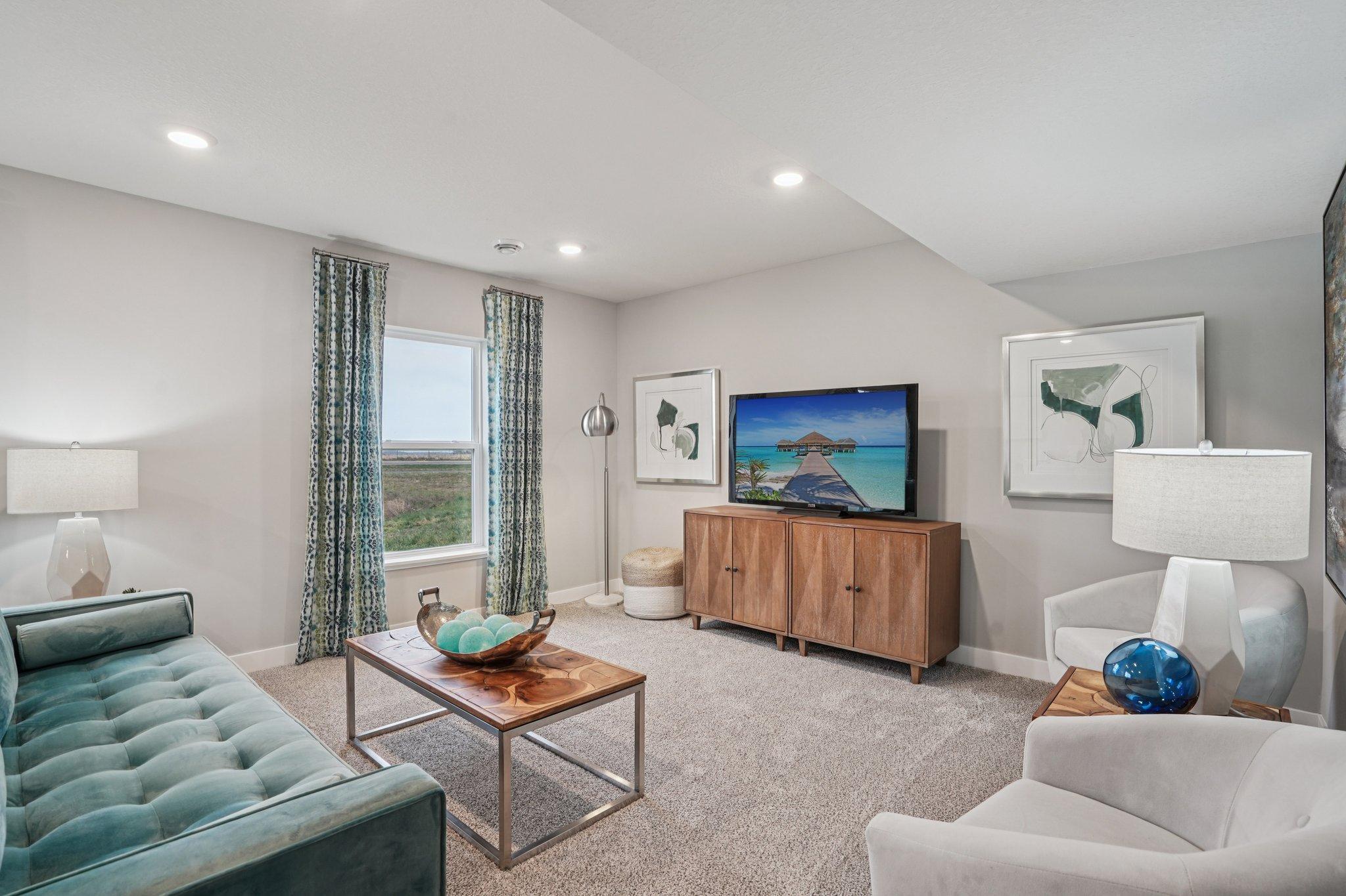 All of that living space up-plus this INCLUDED FINISHED lower level which features an over-sized bedroom with a walk-in closet, another full bathroom plus a giant family room! Photo is of model home. Colors and options may vary. Ask Sales Agent.