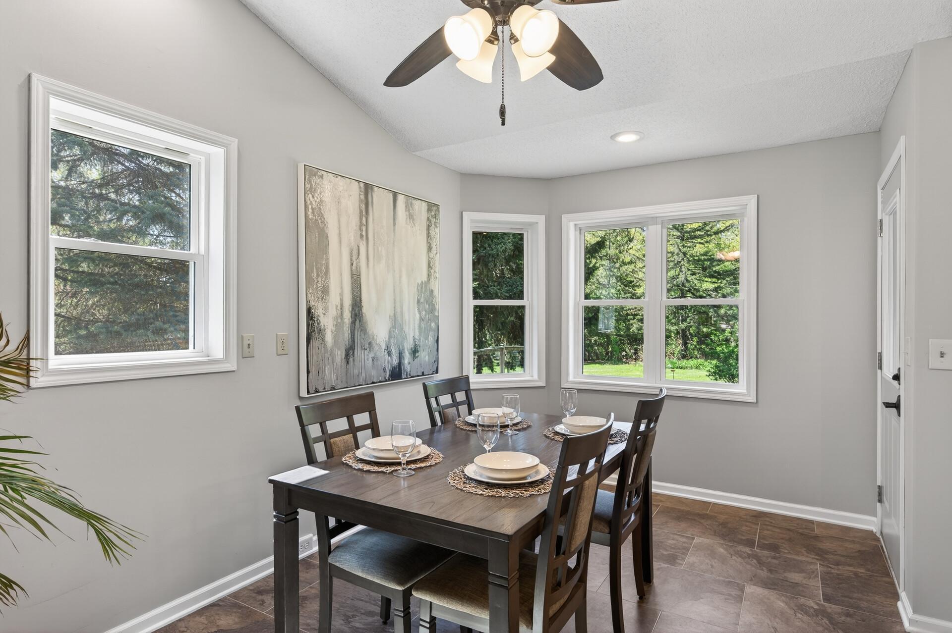 Formal dining area, leads out to the large back yard and deck.