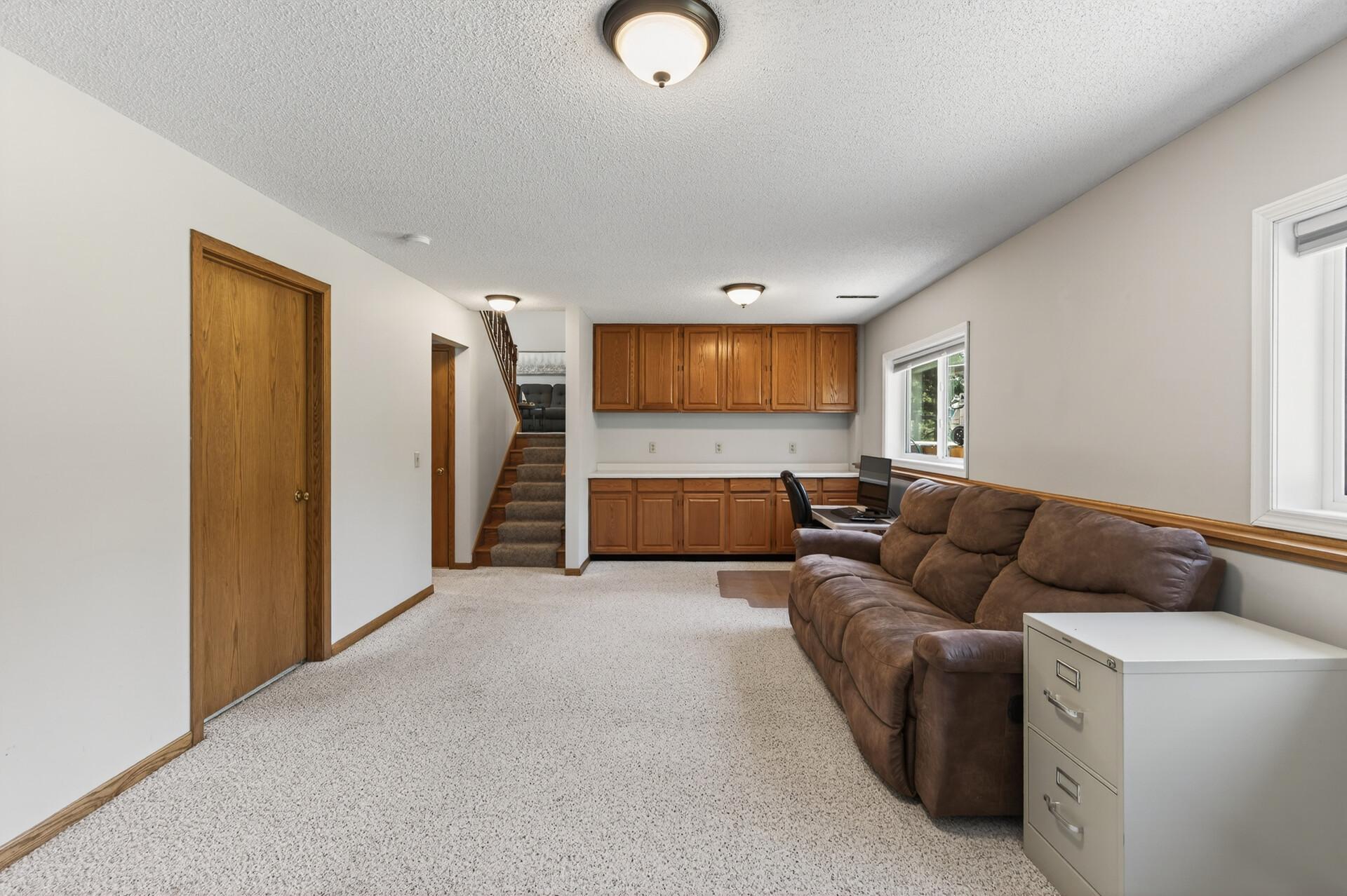 Lower level is finished and bright.