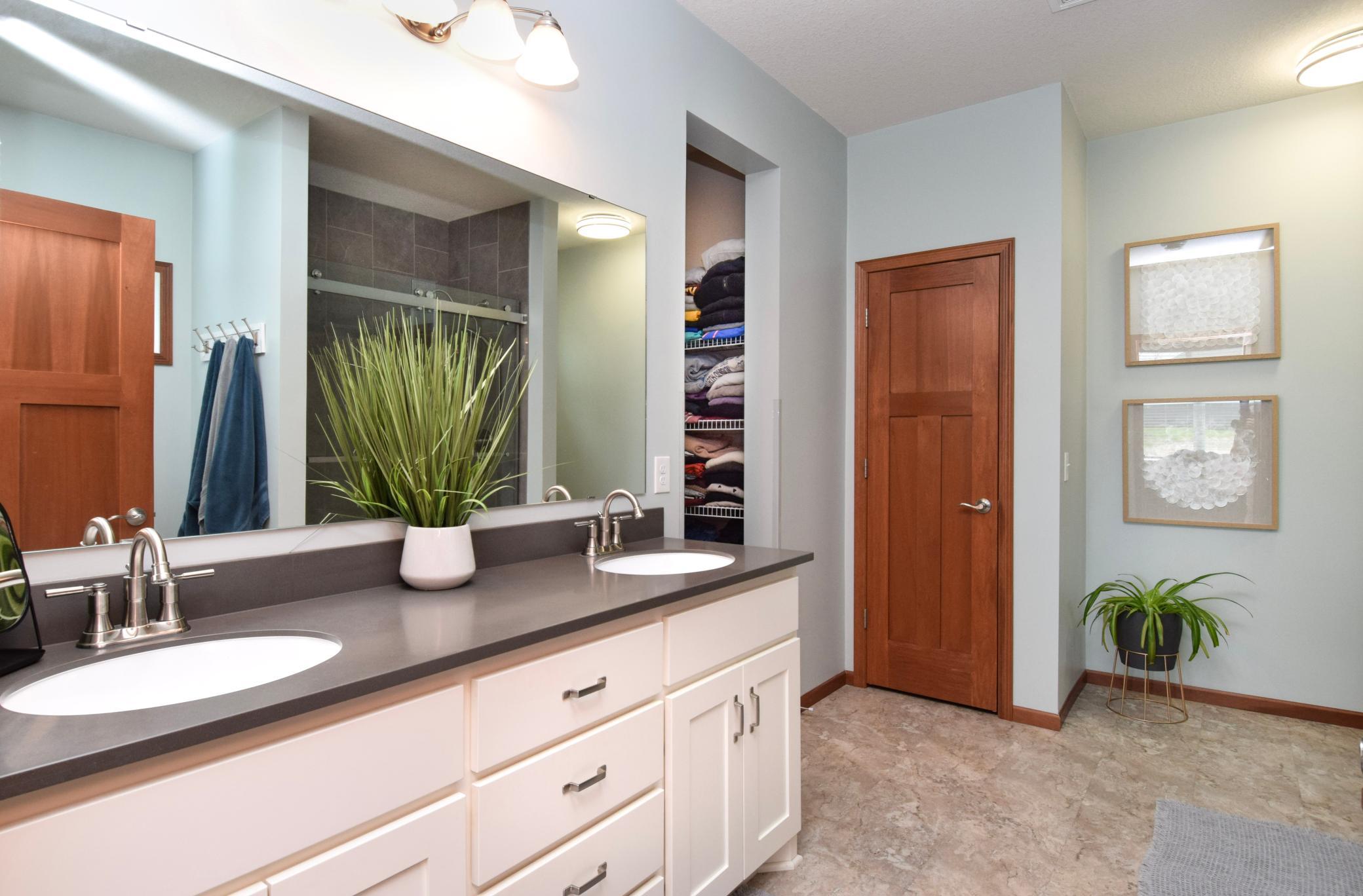Spa Like Primary Bath Wraps You in Comfort-More Zero Type Entry Shower Coming in Next Pic! *Note That Full Door Linen Closet!