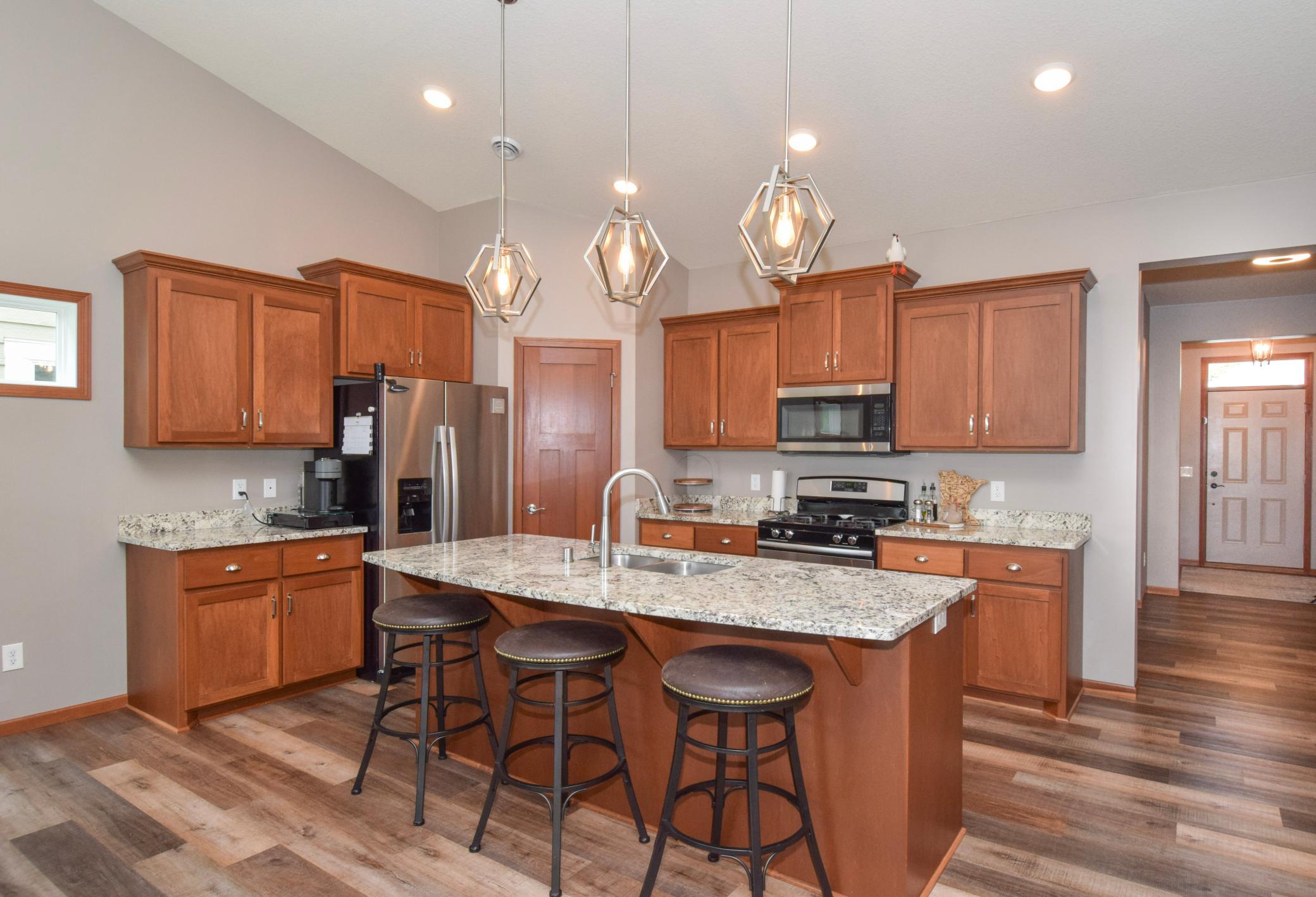 A Kitchen to Envy! A Walk In Pantry AND TONS of Cabinetry in Rich Cherry Stain-So Refreshing to See Wood COLOR!