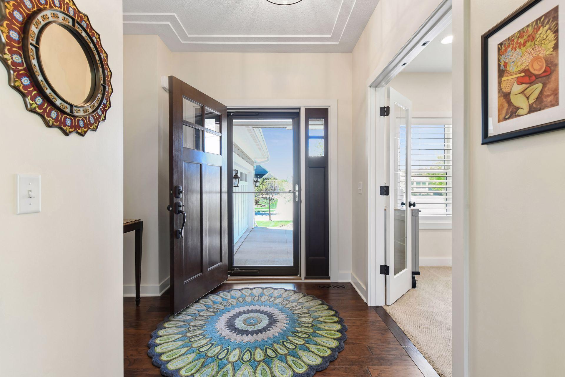The foyer and entrance to the office/den