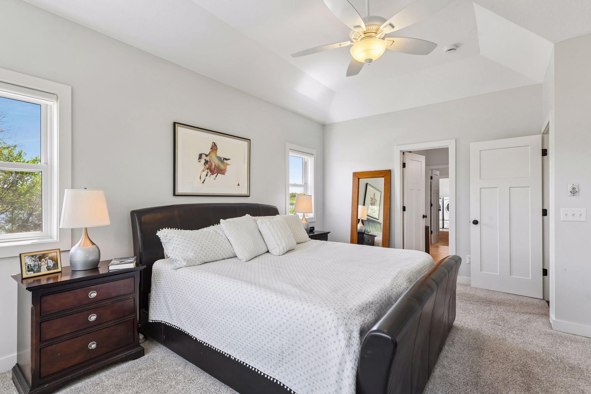 The primary bedroom suite connects to its own private, full-size, bathroom.