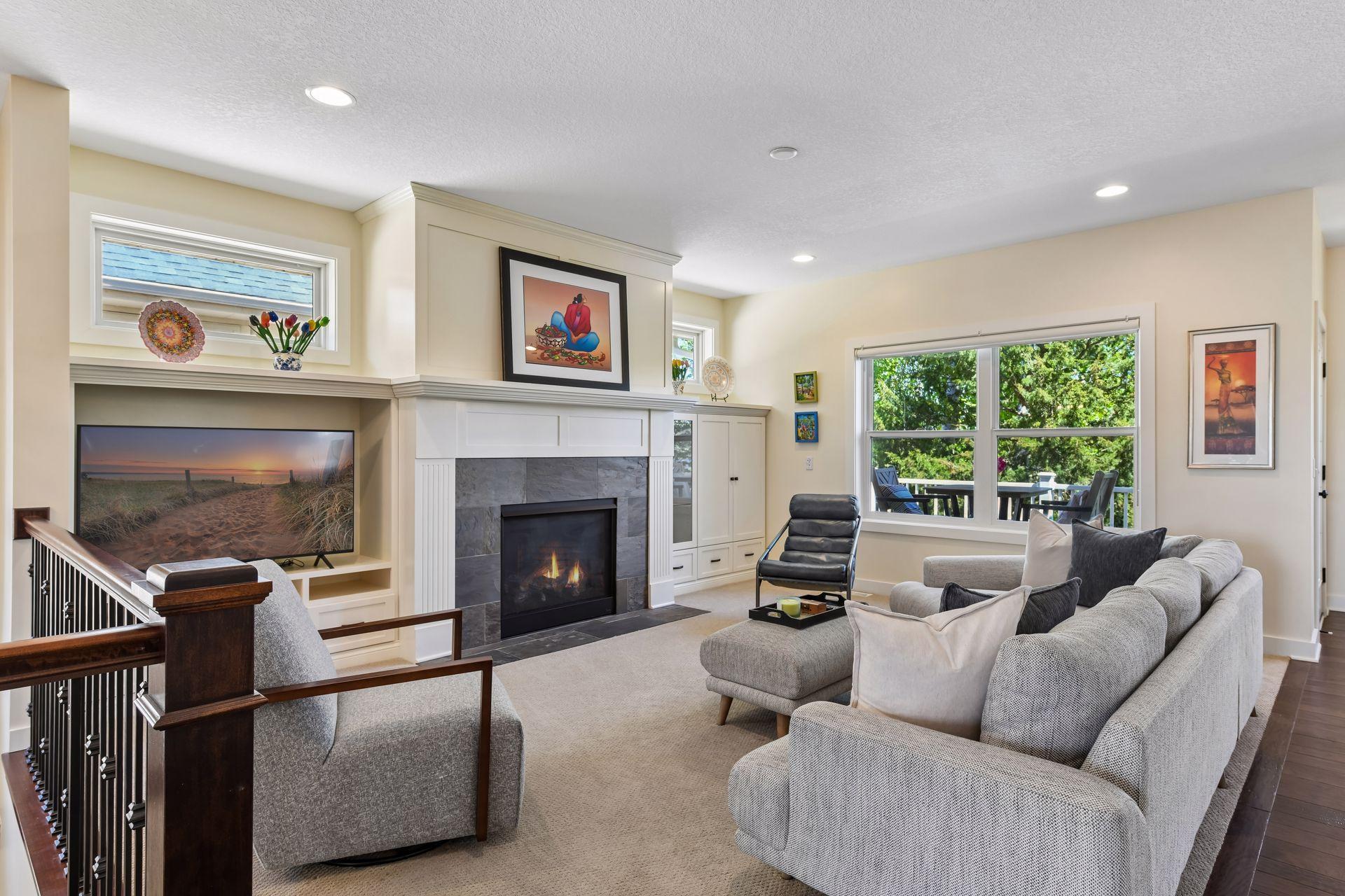 White enameled cabinetry helps make this home light and bright.