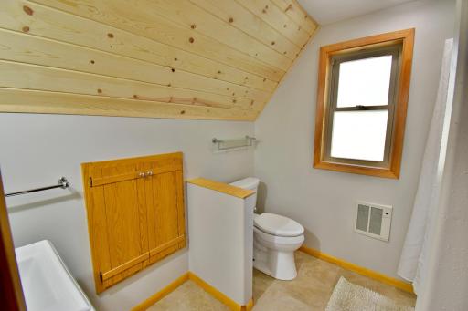 Nice bathroom storage (there is also a linen closet behind the door)
