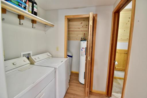 Washer, dryer, water softener, electric water heater.