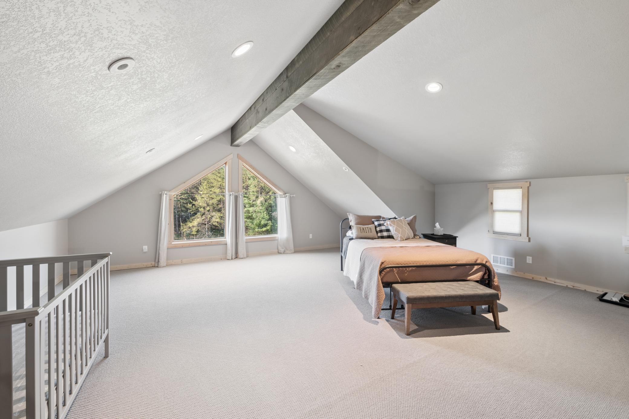 Loft with exposed ceiling beam