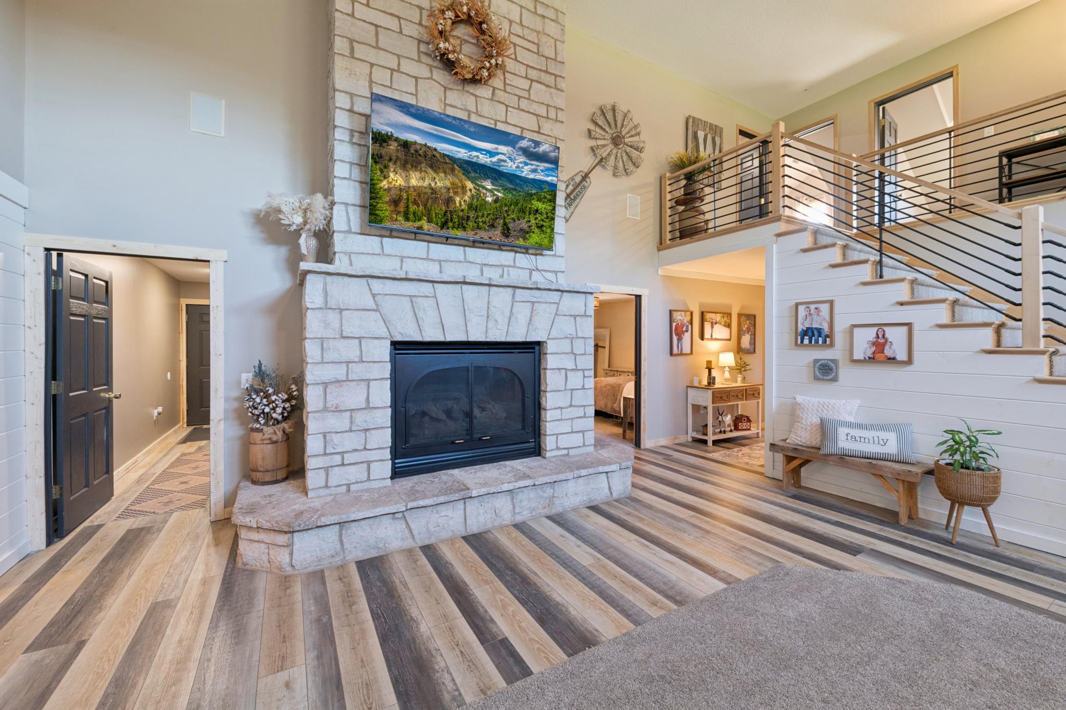 Welcome Home... enjoy your Great room stone hearth fireplace!!