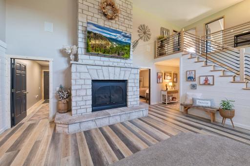 Enjoy your Great room stone hearth fireplace!!