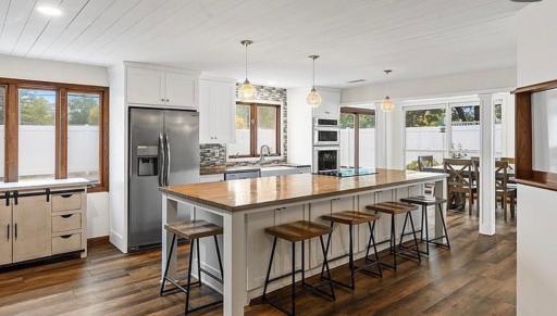 Beautifully updated kitchen with a huge center island.